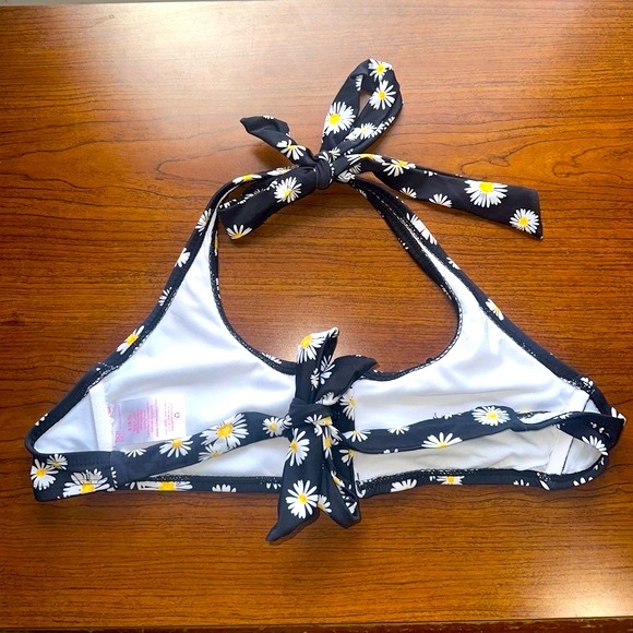 No Boundaries Daisy Floral Print Halter Bikini Swim Top Size Small - Picture 4 of 5